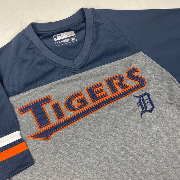 True Fan Other - Detroit Tigers MLB True Fan Jersey Mens Large Navy Gray Colorblock V-Neck Shirt